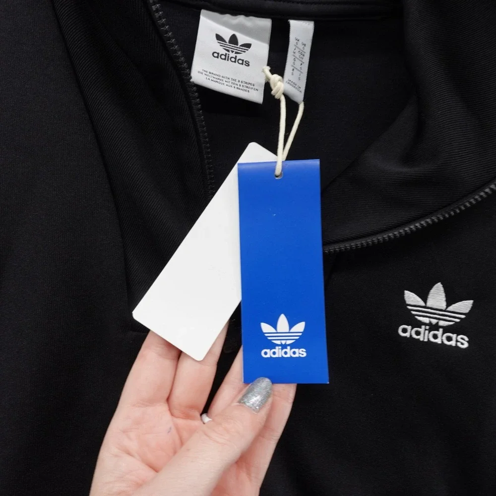 Adidas Originals Funnelneck Track Top Mens Small‎ Black White Retro NEW
